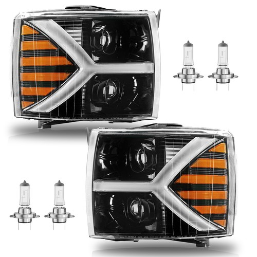 Black led drl headlights - headlights, l+r